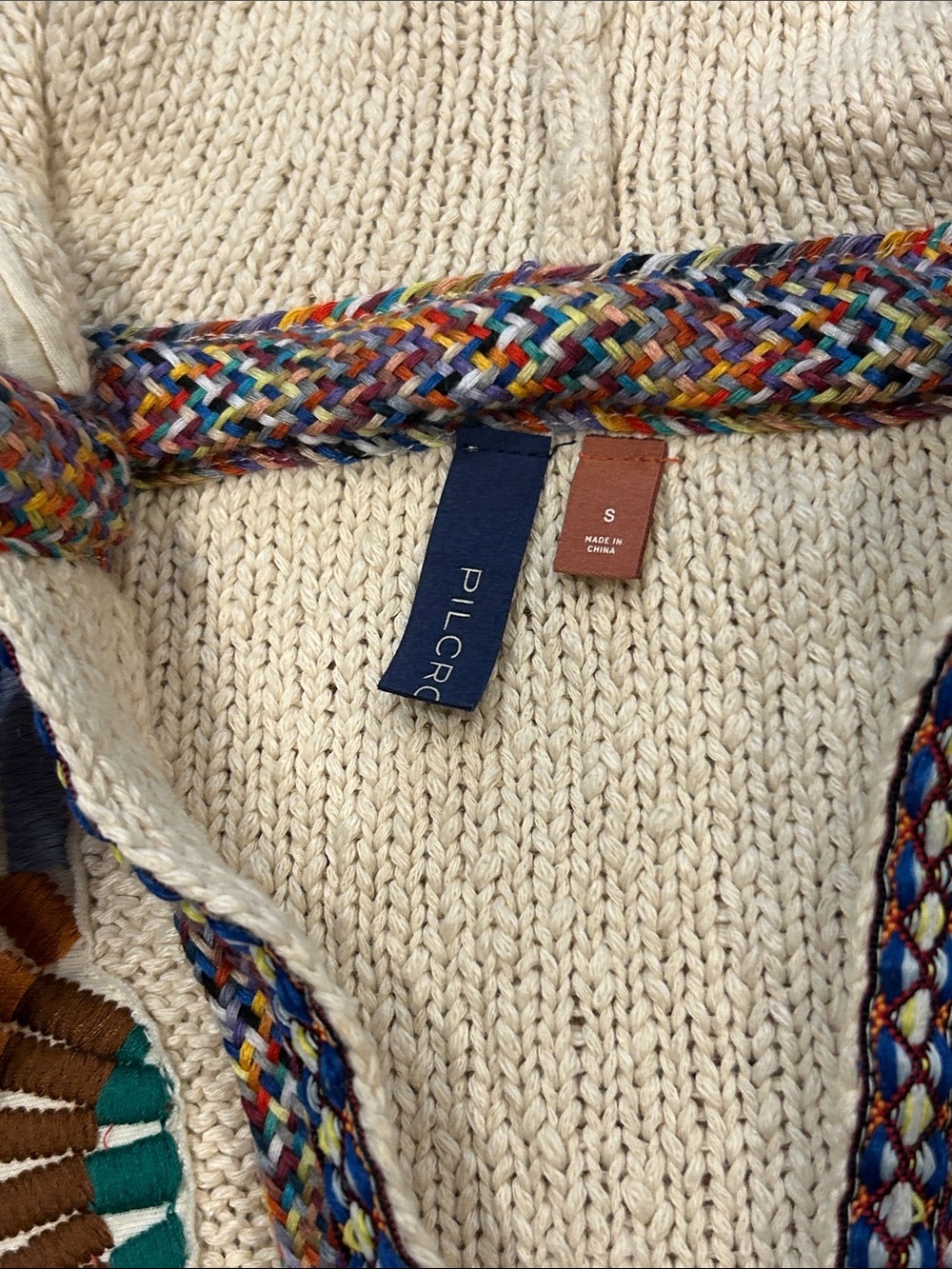 Pilcro Souvenir Poncho Anthropologie West Coast Cream Hoodie Sweater S NWOT - Picture 3 of 7